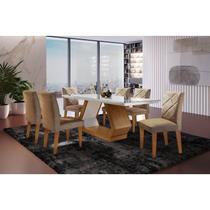 Conjunto Sala de Jantar Mesa Islandia 180x80cm Tampo Vidro/mdf Canto Reto com 6 Cadeiras Irlanda Conjunto Sala de Jantar Mesa Islandia 180x80cm Tampo Vidro/mdf Canto Reto com 6 Cadeiras Irlanda