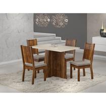 Conjunto Sala de Jantar Mesa Iza 120x80cm Tampo Vidro/MDP com 4 Cadeiras Spazzio Sonetto Móveis