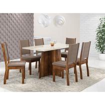 Conjunto Sala de Jantar Mesa Iza 150cm Tampo Vidro/MDP com 6 Cadeiras Capri Sonetto Móveis