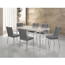 Conjunto Sala de Jantar Mesa Iza New Tampo MDF/Vidro 6 Cadeiras Natani New Yescasa Conjunto Sala de Jantar Mesa Iza New Tampo MDF/Vidro 6 Cadeiras Natani New Yescasa