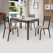 Conjunto Sala de Jantar Mesa Jade 120x75cm Tampo Vidro com 4 Cadeiras
