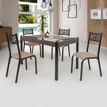 Conjunto Sala de Jantar Mesa Jade 120x75cm Tampo Vidro com 4 Cadeiras Ciplafe Conjunto Sala de Jantar Mesa Jade 120x75cm Tampo Vidro com 4 Cadeiras Ciplafe