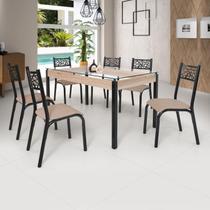 Conjunto Sala de Jantar Mesa Jade 140x80cm Tampo Vidro com 6 Cadeiras Conjunto Sala de Jantar Mesa Jade 140x80cm Tampo Vidro com 6 Cadeiras