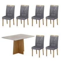 Conjunto Sala de Jantar Mesa Jade com 6 Cadeiras Lara - Valdemóveis