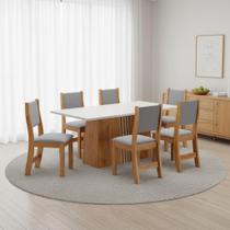 Conjunto Sala de Jantar Mesa Jordania com 6 Cadeiras Sol