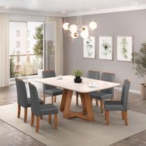 Conjunto Sala de Jantar Mesa Kiara 160cm Tampo de Vidro/MDF com 6 Cadeiras Ayla Conjunto Sala de Jantar Mesa Kiara 160cm Tampo de Vidro/MDF com 6 Cadeiras Ayla