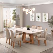 Conjunto Sala de Jantar Mesa Kiara 160cm Tampo de Vidro/MDF com 6 Cadeiras Ayla Conjunto Sala de Jantar Mesa Kiara 160cm Tampo de Vidro/MDF com 6 Cadeiras Ayla