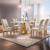 Conjunto Sala de Jantar Mesa Laguna Tampo Slim Plus Vidro 170x90cm com 6 Cadeiras