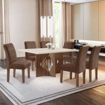 Conjunto Sala de Jantar Mesa Laura Tampo Dakota Plus 160X80cm com 6 Cadeiras Laura Yescasa