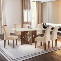 Conjunto Sala de Jantar Mesa Laura Tampo Dakota Plus 160X80cm com 6 Cadeiras Laura Yescasa