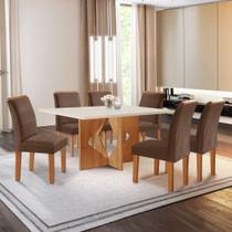Conjunto Sala de Jantar Mesa Laura Tampo Dakota Plus 160X80cm com 6 Cadeiras Laura Yescasa