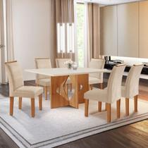 Conjunto Sala de Jantar Mesa Laura Tampo Dakota Plus 160x80cm com 6 Cadeiras Laura Yescasa Conjunto Sala de Jantar Mesa Laura Tampo Dakota Plus 160x80cm com 6 Cadeiras Laura Yescasa