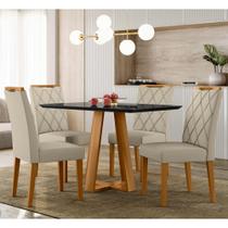 Conjunto Sala de Jantar Mesa Lectus 1,20m com 4 Cadeiras Sarah Ypê/Preto/Ja01 - New Ceval