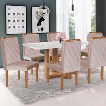 Conjunto Sala de Jantar Mesa Lisy 6 Cadeiras em Veludo Móveis Mundial