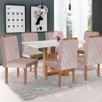 Conjunto Sala de Jantar Mesa Lisy 6 Cadeiras em Veludo Móveis Mundial Conjunto Sala de Jantar Mesa Lisy 6 Cadeiras em Veludo Móveis Mundial