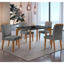 Conjunto Sala de Jantar Mesa Liz 120cm com Vidro Canto Reto e 4 Cadeiras Athenas Moderna Conjunto Sala de Jantar Mesa Liz 120cm com Vidro Canto Reto e 4 Cadeiras Athenas Moderna