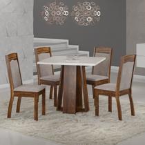 Conjunto Sala de Jantar Mesa Luci 90x90cm Tampo Vidro/MDF com 4 Cadeiras Alice Sonetto Móveis