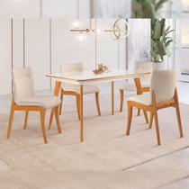 Conjunto Sala de Jantar Mesa Mad 135cm com 4 Cadeiras Deboraestrutura em madeira Maciça e Tampo MDF/Vidro - Espresso Móveis