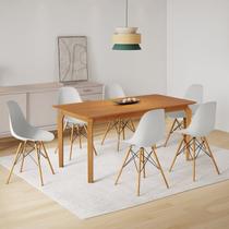Conjunto Sala de Jantar Mesa Madeira Maciça com 6 Cadeiras Eames Espresso Móveis Conjunto Sala de Jantar Mesa Madeira Maciça com 6 Cadeiras Eames Espresso Móveis