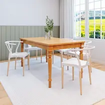 Conjunto Sala de Jantar Mesa Madeira Maciça com 6 Cadeiras Wishbone Amarílis Espresso Móveis Conjunto Sala de Jantar Mesa Madeira Maciça com 6 Cadeiras Wishbone Amarílis Espresso Móveis