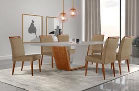 Conjunto Sala de Jantar Mesa Madeira Maciça Medelim e 6 Cadeiras Havana