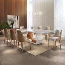 Conjunto Sala de Jantar Mesa Madeira Maciça Sarah e 8 Cadeiras Roma Mobilare Conjunto Sala de Jantar Mesa Madeira Maciça Sarah e 8 Cadeiras Roma Mobilare