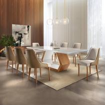 Conjunto Sala de Jantar Mesa Madeira Maciça Sarah e 8 Cadeiras Roma Mobilare