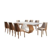 Conjunto Sala de Jantar Mesa Madeira Maciça Sarah e 8 Cadeiras Roma Mobilare