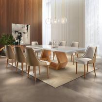 Conjunto Sala de Jantar Mesa Madeira Maciça Sarah e 8 Cadeiras Roma Mobilare