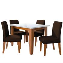 Conjunto Sala De Jantar Mesa Miami 1,20m 4 Cadeiras Trieste Dobuê Madeirado Chocolate