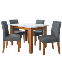 Conjunto Sala De Jantar Mesa Miami 1,20m 4 Cadeiras Trieste Dobuê Madeirado Grafite