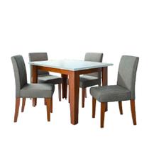 Conjunto Sala de Jantar Mesa Miami 1,20m 4 Cadeiras Trieste Madeirado/Mascavo Dobuê Conjunto Sala de Jantar Mesa Miami 1,20m 4 Cadeiras Trieste Madeirado/Mascavo Dobuê