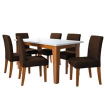 Conjunto Sala de Jantar Mesa Miami 1,60m 6 Cadeiras Trieste Dobuê