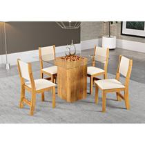Conjunto Sala de Jantar Mesa Milao Tampo Vidro com 4 Cadeiras Sol
