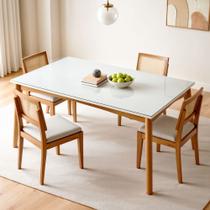 Conjunto Sala de Jantar Mesa Monalisa com 4 Cadeiras Rainha em Madeira Maciça