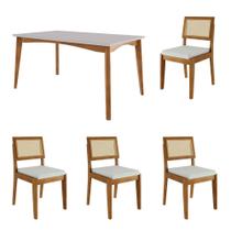 Conjunto Sala de Jantar Mesa Monalisa com 4 Cadeiras Rainha em Madeira Maciça