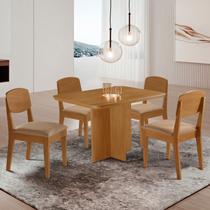 Conjunto Sala de Jantar Mesa Moscou Canto Copo de MDF e 4 Cadeiras Cleo Yescasa Marrom/Turim/Marromle