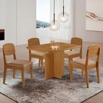 Conjunto Sala de Jantar Mesa Moscou Canto Copo de Mdf e 4 Cadeiras Cleo Yescasa