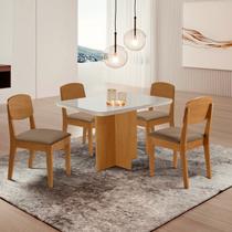 Conjunto Sala de Jantar Mesa Moscou Tampo MDF 120cm Canto Copo com Vidro e 4 Cadeira Cleo Yescasa Conjunto Sala de Jantar Mesa Moscou Tampo MDF 120cm Canto Copo com Vidro e 4 Cadeira Cleo Yescasa