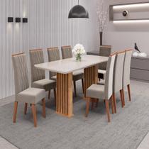 Conjunto Sala de Jantar Mesa Munique com 8 Cadeiras Cristal Viero