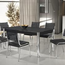 Conjunto Sala de Jantar Mesa Natani 160x90cm com 6 Cadeiras Natani Junco Aço Nobre Móveis