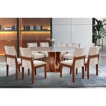 Conjunto Sala de Jantar Mesa Nuance Quadrada Tampo Vidro/MDP com 8 Cadeiras Mônaco Yescasa