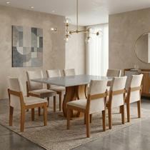 Conjunto Sala de Jantar Mesa Nuance Tampo Vidro/MDP com 8 Cadeiras Mônaco Yescasa