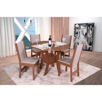 Conjunto Sala de Jantar Mesa Oitavada Munique com 4 Cadeiras Nobre