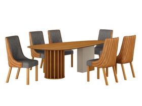 Conjunto Sala de Jantar Mesa Orgânica 180cm 6 Cadeiras Belle sem tampo vidro