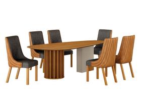 Conjunto Sala de Jantar Mesa Orgânica 200cm 6 Cadeiras Belle sem tampo vidro