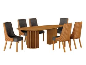Conjunto Sala de Jantar Mesa Orgânica 200cm 6 Cadeiras Belle sem tampo vidro