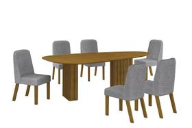 Conjunto Sala de Jantar Mesa Orgânica Sem Vidro 180cm com 6 Cadeiras Pé Madeira Isis