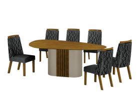 Conjunto Sala de Jantar Mesa Orgânica Sem Vidro 200cm com 6 Cadeiras Pé Madeira Dacota