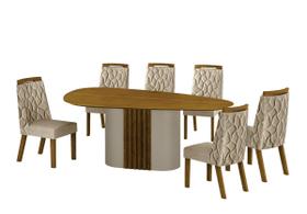 Conjunto Sala de Jantar Mesa Orgânica Sem Vidro 200cm com 6 Cadeiras Pé Madeira Dacota Conjunto Sala de Jantar Mesa Orgânica Sem Vidro 200cm com 6 Cadeiras Pé Madeira Dacota